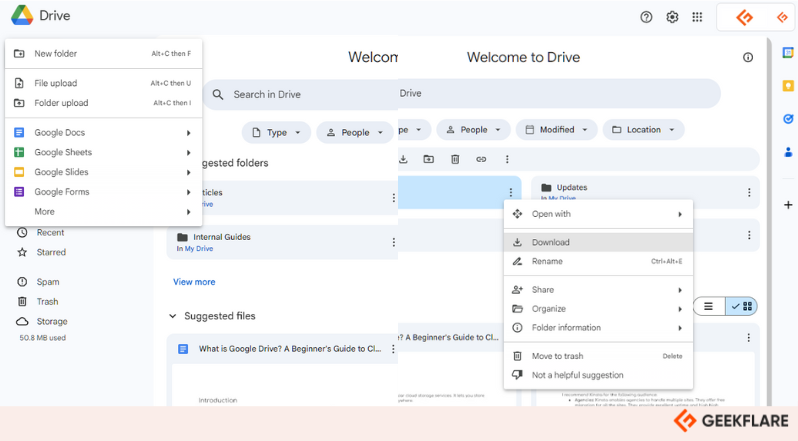 Google drive upload download
